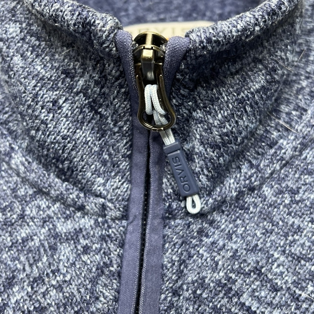 Orvis Full Zip Fleece Jacket Mock Neck Pockets Zippers Blue Mens Size Medium - Picture 6 of 15